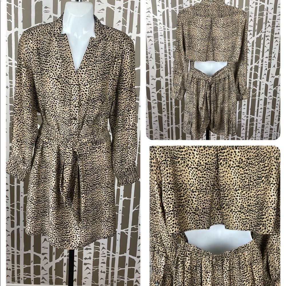 Mara Hoffman Leopard Print Open Back Silk Dress sz M
